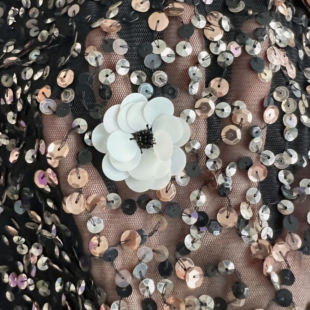 Adrianna Papell NWT Dress 8 Black 3D Floral Sheath Dress $249 - Picture 4 of 14